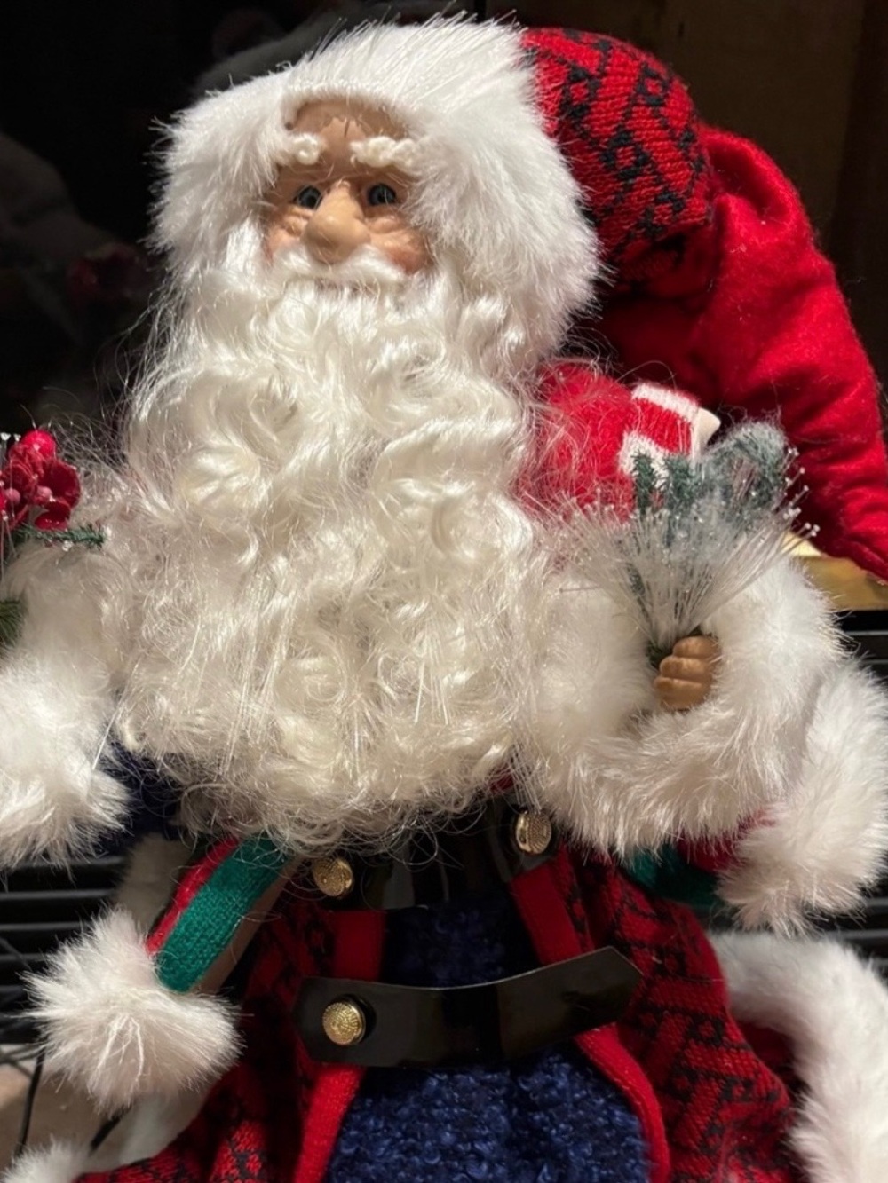 Festive Red Santa Figure with White Fur - Holiday Home Decor